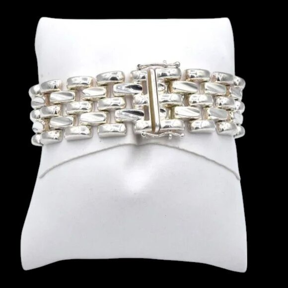 IBB Italian Sterling Silver Panther Link Bracelet - Picture 2 of 6